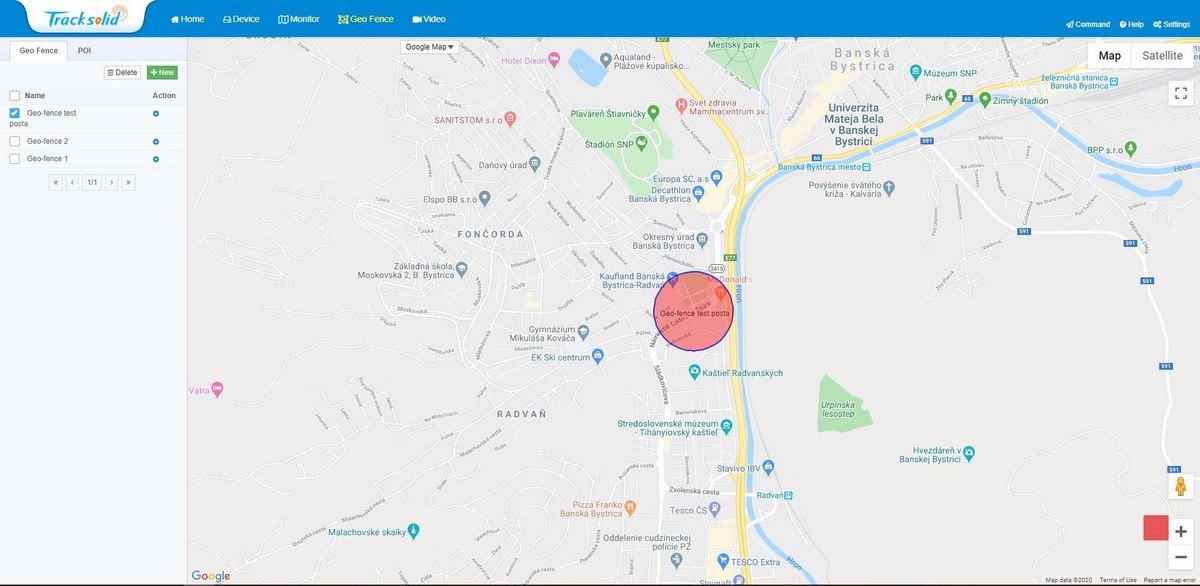 tracksolid - geo fence function