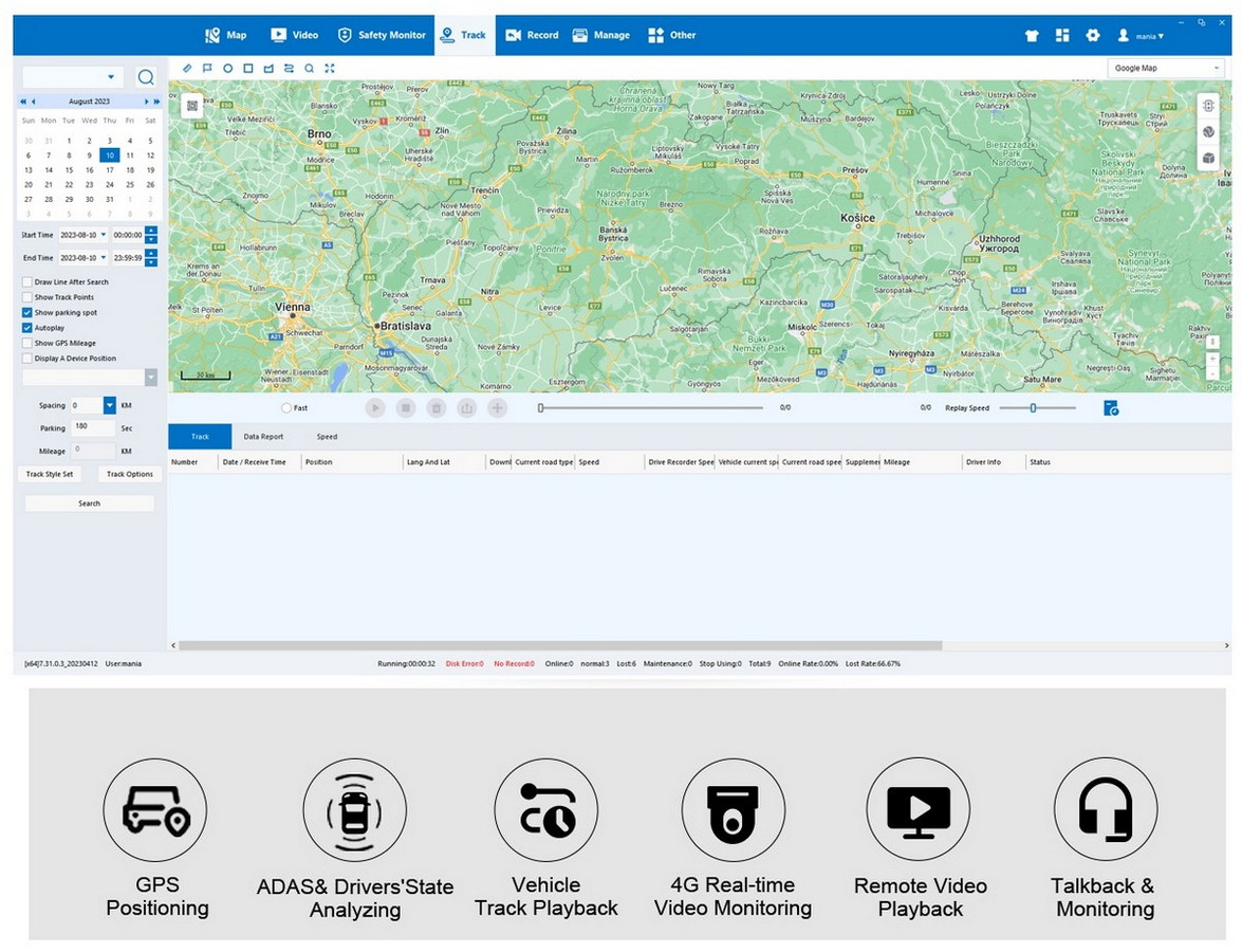 cmsv web platform - tracking the profio x7 camera