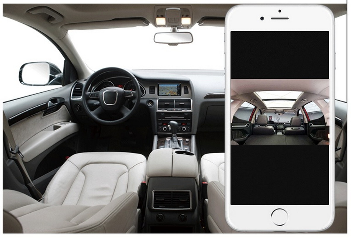 car cameras monitoring the image via a mobile smartphone app